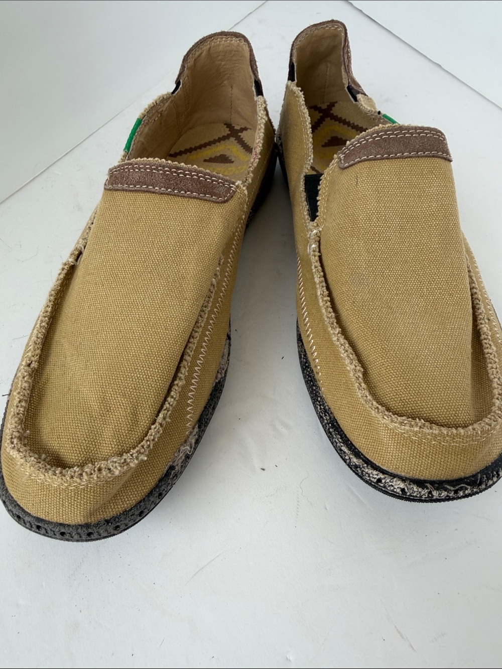 Men's Casual Slip-On Canvas Loafers in Tan by CooJoy Size 12
